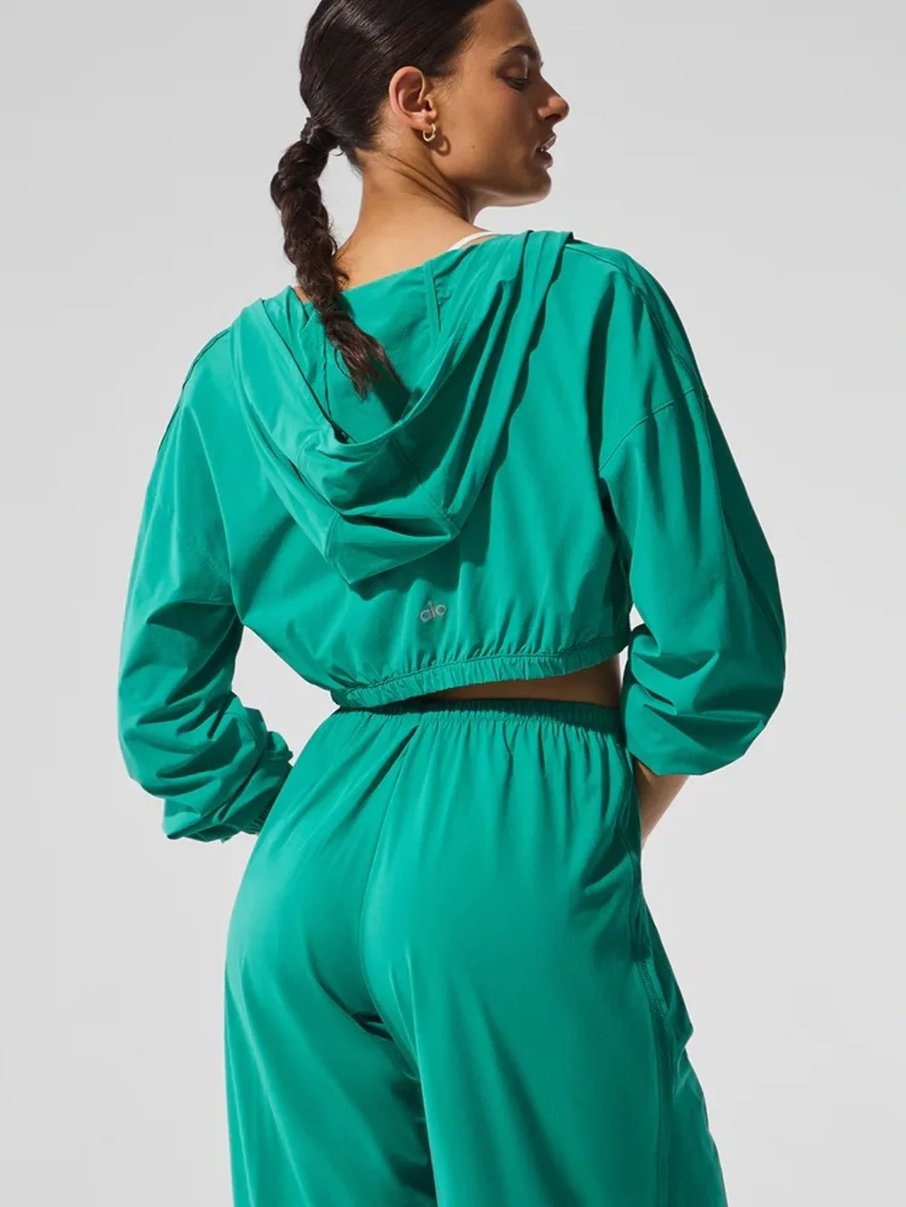 Alo Cropped Breezy Full-Zip Hoodie